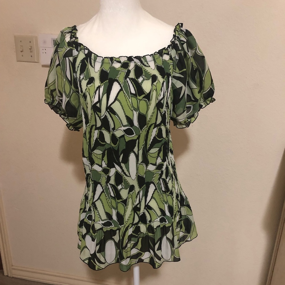 Ruffled at Bottom and end of sleeves